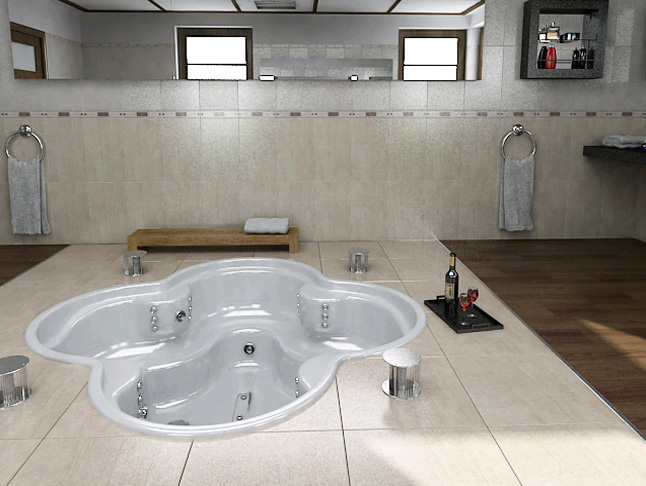 3D example of architectural interia bathroom design work.